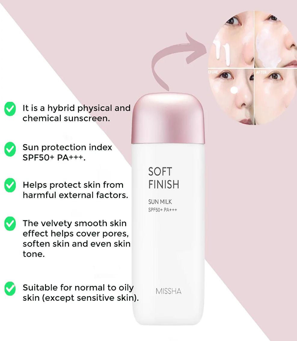 Missha Soft Finish Sun Milk SPF50+ PA++++ 50ml