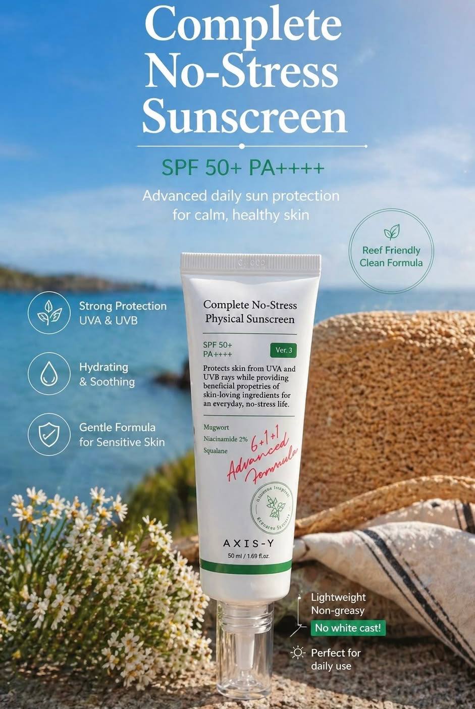 Axis-Y Complete No-Stress Physical Sunscreen SPF50+ PA++++ Ver.3 50ml