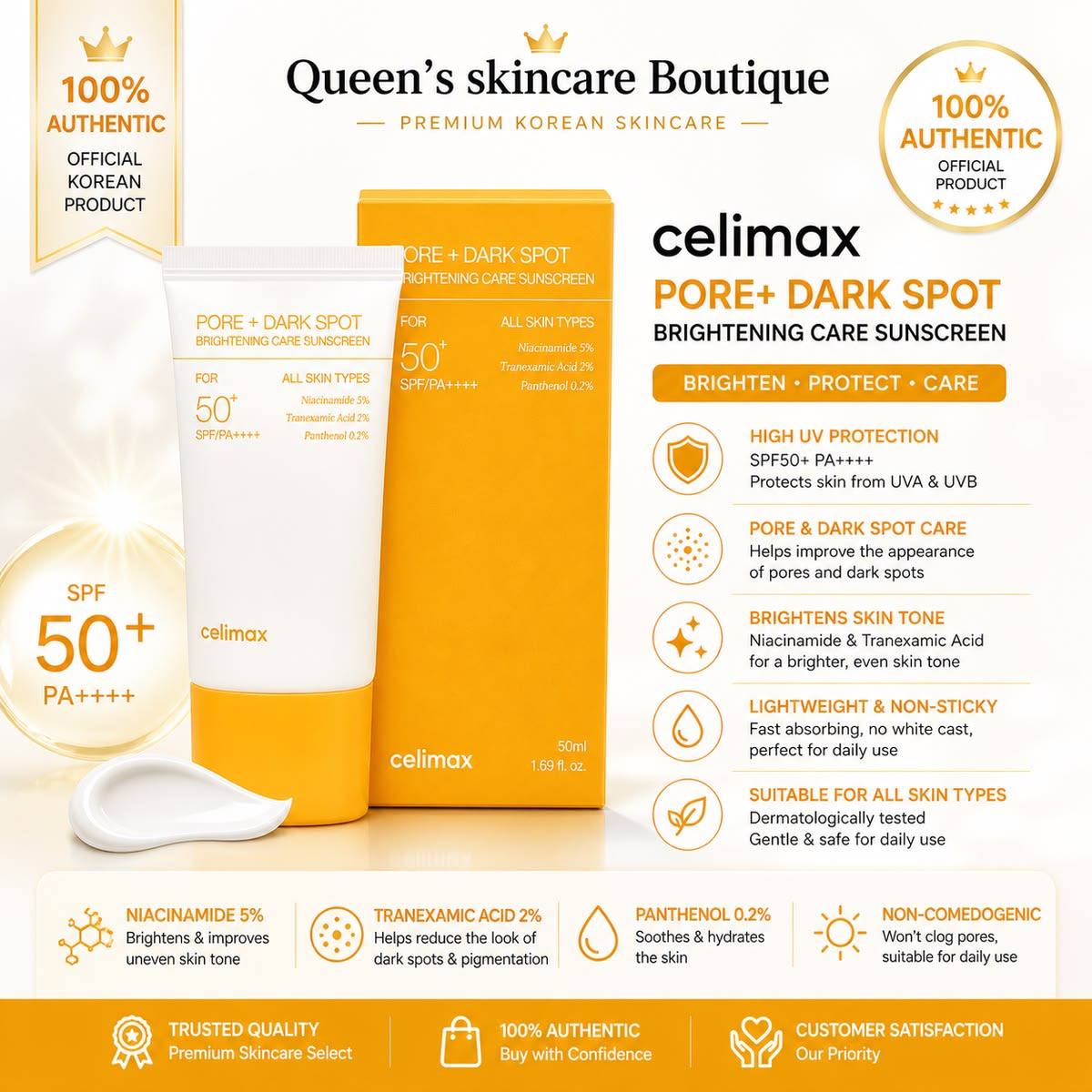 Celimax Pure + Dark Spot Brightening Care Sunscreen SPF50 Skin Softening No.3