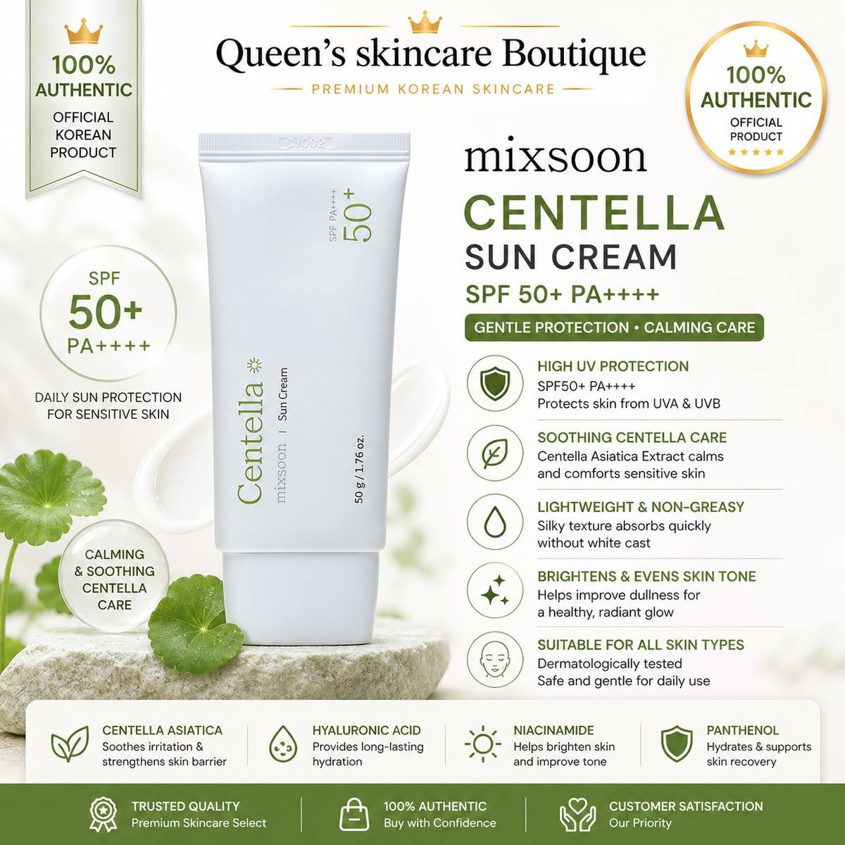 Mixsoon Centella Sun Cream SPF 50+ PA++++ - 50g