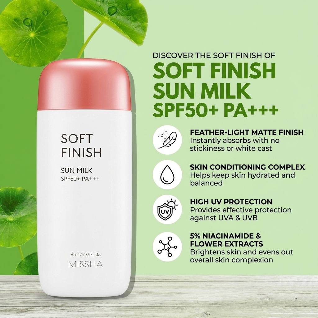Missha Soft Finish Sun Milk SPF50+ PA++++ 50ml