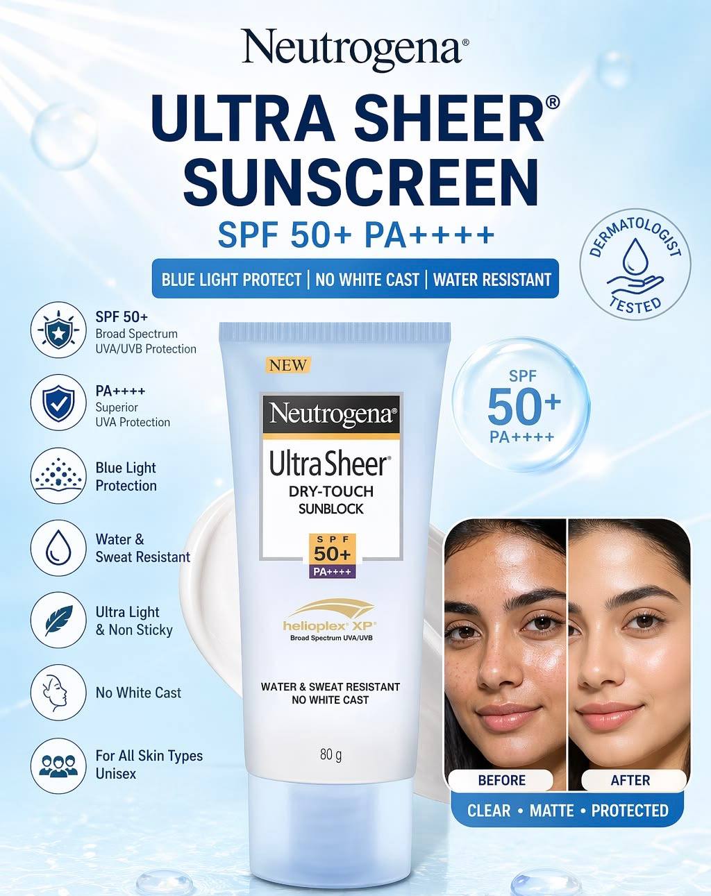Neutrogena Ultra Sheer Dry-Touch Face Lotion Sunscreen SPF 50+ PA++++