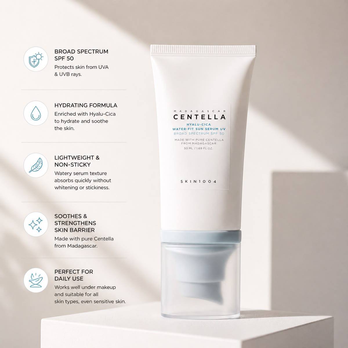 Skin1004 Madagascar Centella Hyalu-Cica Water-Fit Sun Serum